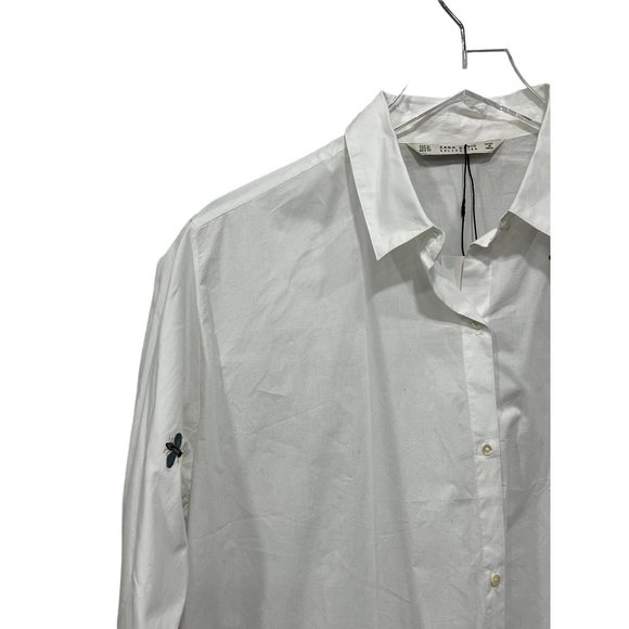 Embroidered Insect White Women's Top - Picture 6 of 9